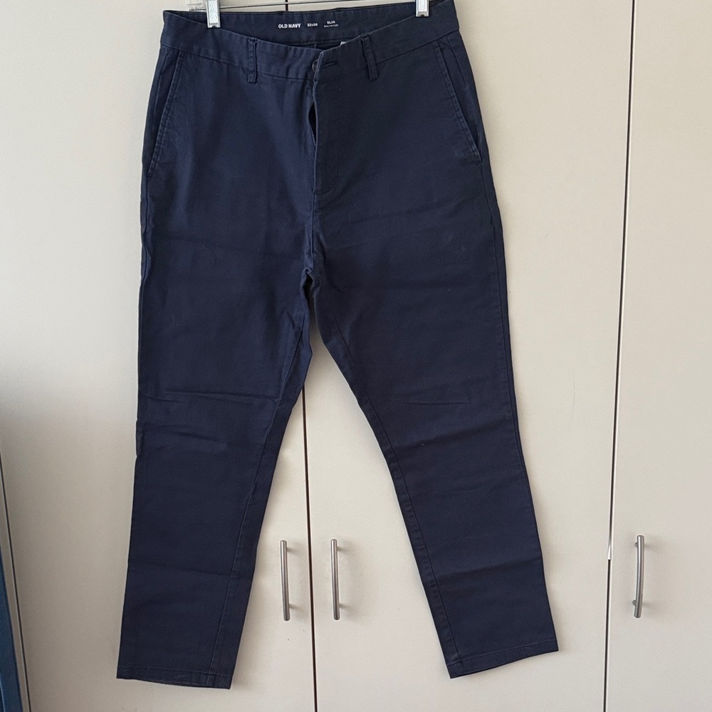 Old Navy, 2 Pants. Navy and Grey Chinos 32-30 Built in flex slim